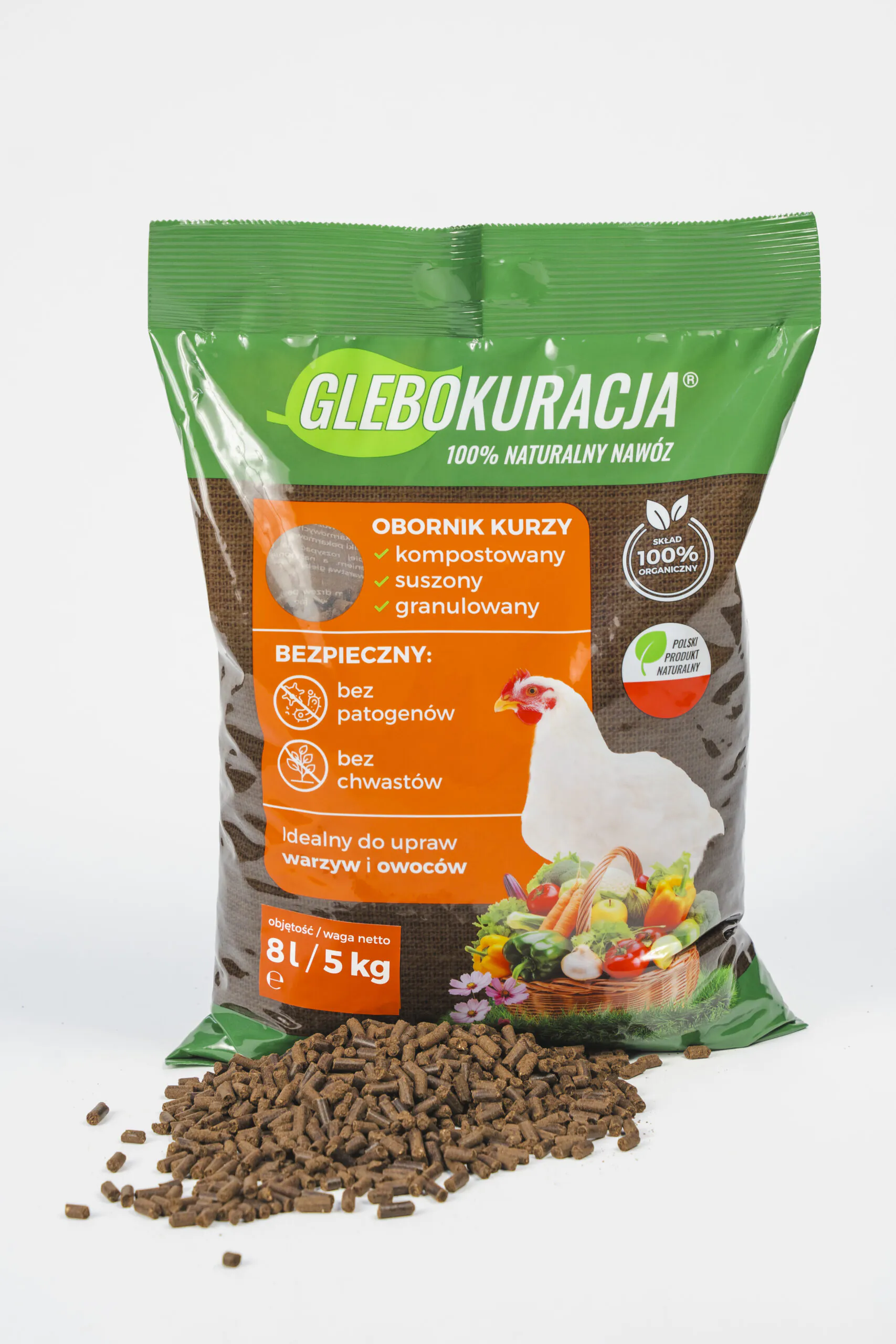 Granuliuotos organinės vištų mėšlo trąšos „Glebokuracija“ 8 l (5 kg)