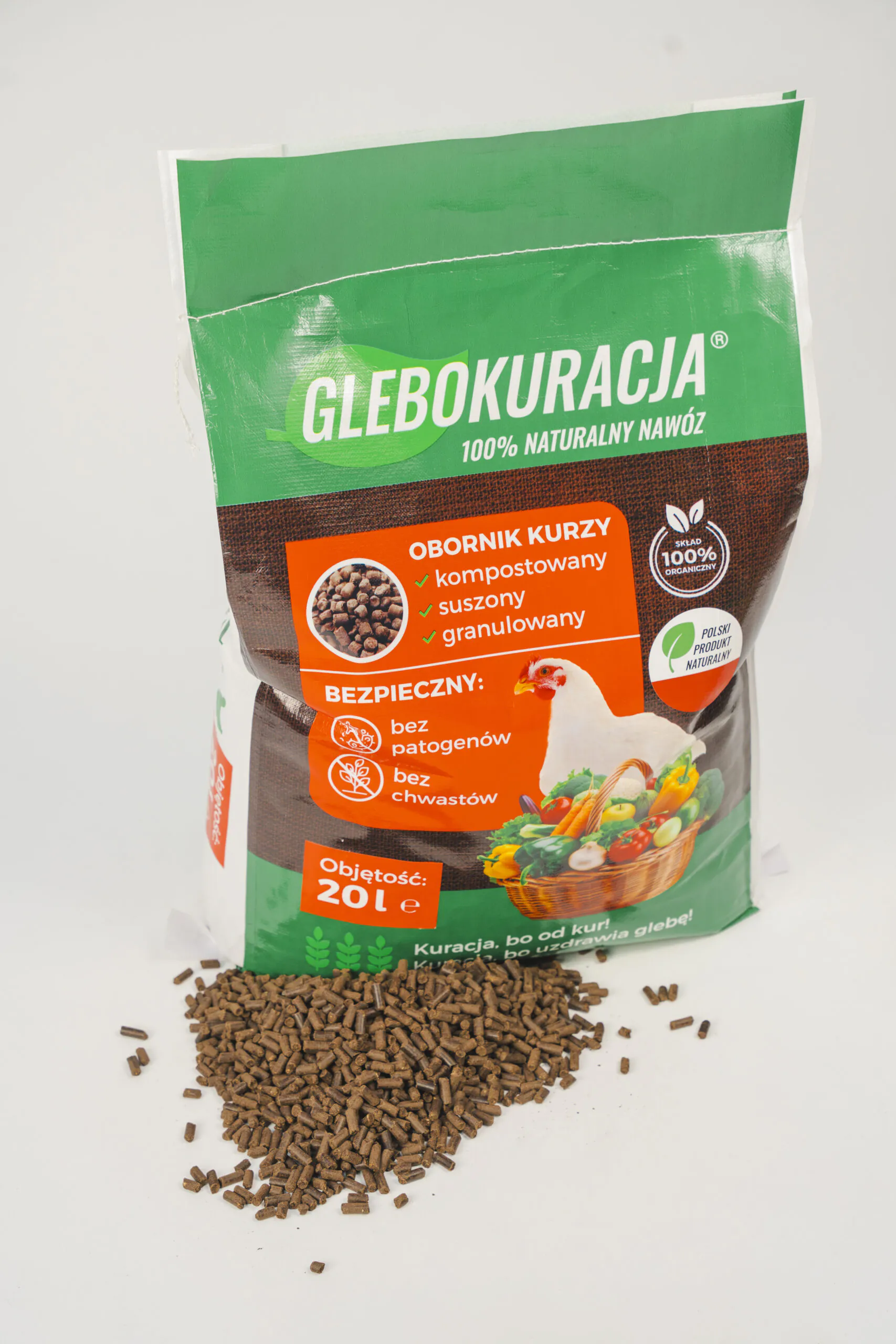 Granuliuotos organinės vištų mėšlo trąšos 28 l (20 kg) „Glebokuracija“